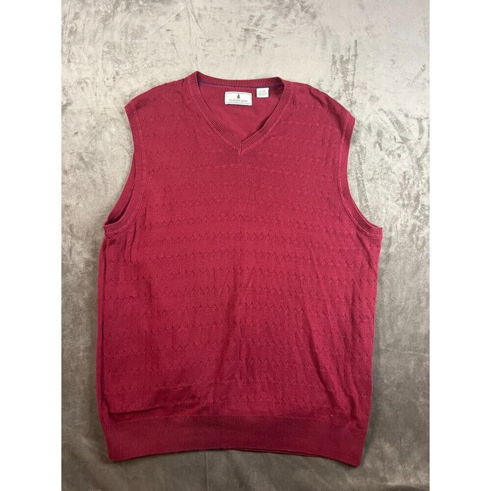 Southern Pines Sweater Vest Size XL V-Neck Cable Knit Dark Red‎
